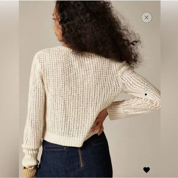 J. CREW Collection Sequin Pointelle Cardigan Sweater Cream Sz XXL NWT $198 {C41} - Picture 2 of 4
